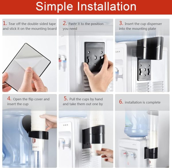 IWNTWY Black Cup Dispenser Plastic Universal Fit Wall Mount-7