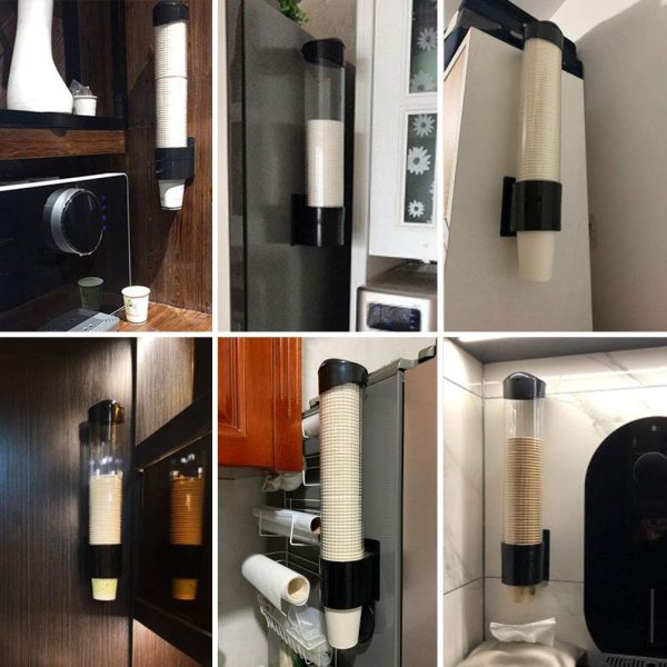 IWNTWY Black Cup Dispenser Plastic Universal Fit Wall Mount-5