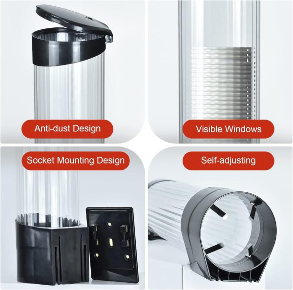 IWNTWY Black Cup Dispenser Plastic Universal Fit Wall Mount-6