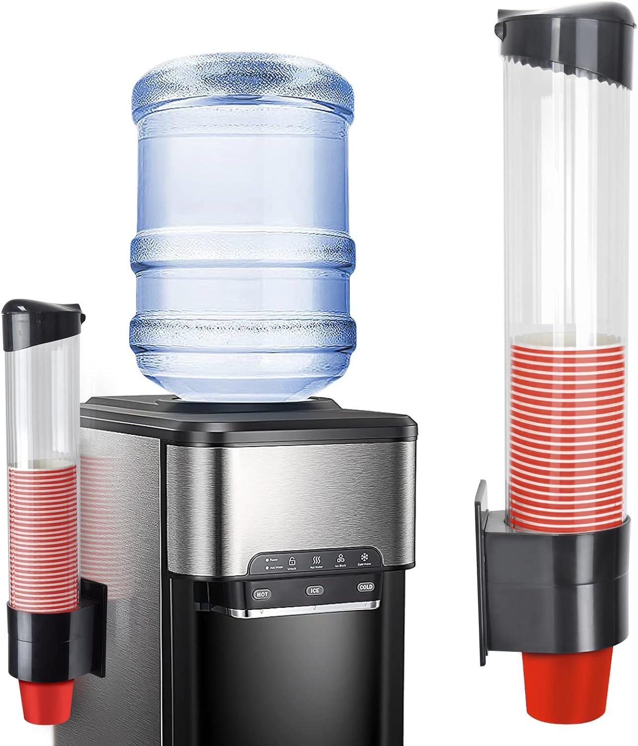 IWNTWY Black Cup Dispenser mounted on a wall in a kitchen setting