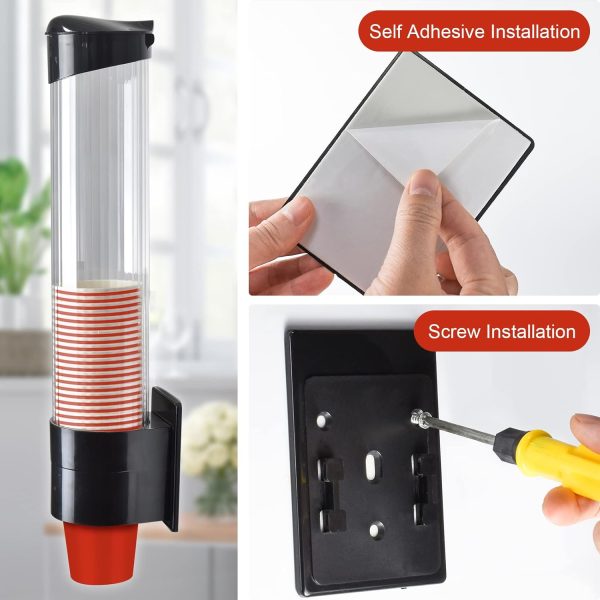 IWNTWY Black Cup Dispenser Plastic Universal Fit Wall Mount-2