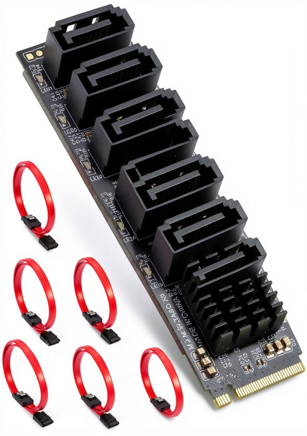 RIITOP NVMe to SATA Adapter M2S6G-6P 6 SATA Ports PCIe x4-0