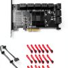 MZHOU 18-Port SATA PCIe Card 4X ASM1166 6Gbps for Windows Linux-6