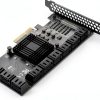 MZHOU 18-Port SATA PCIe Card 4X ASM1166 6Gbps for Windows Linux-0